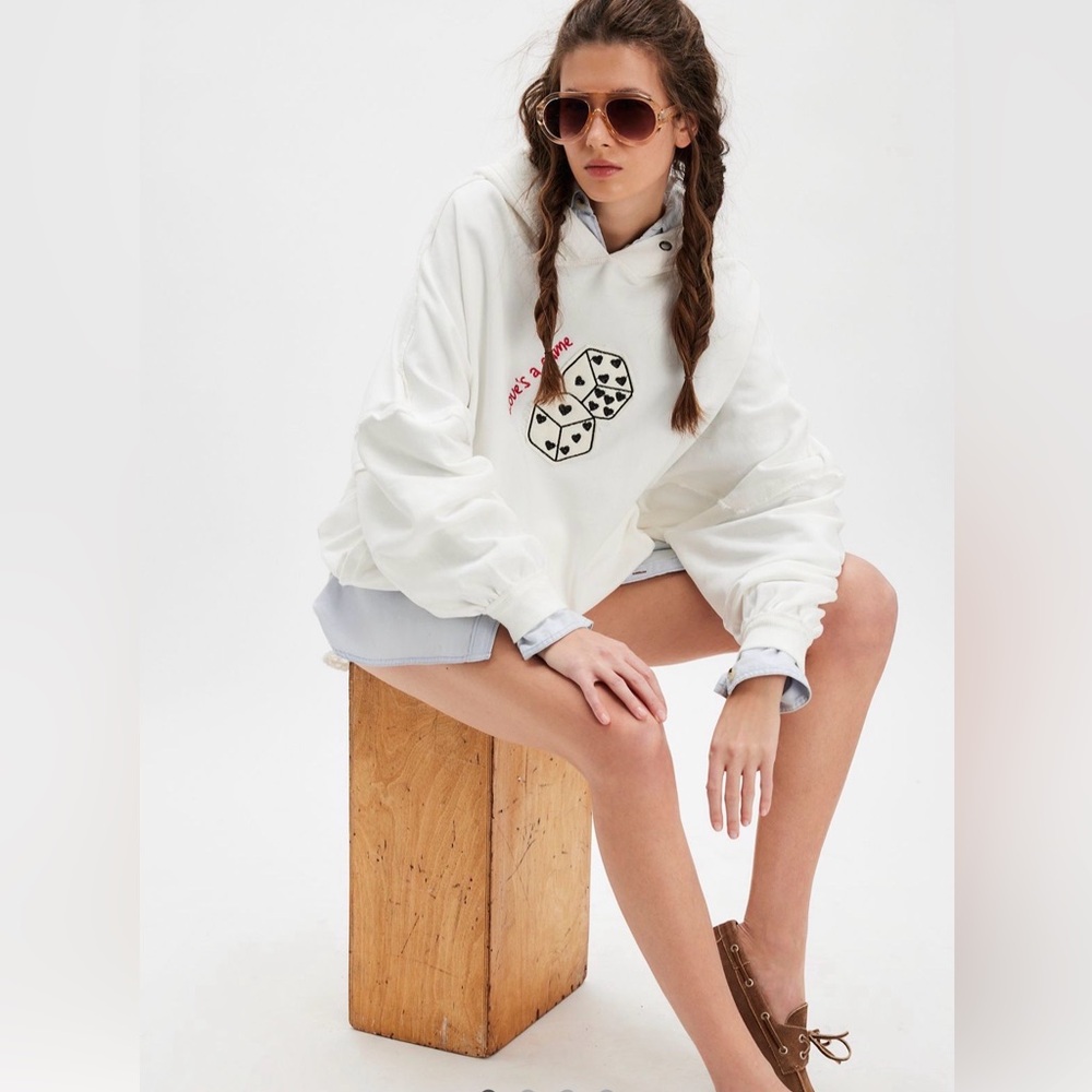 We The Free White Oversized Dice Graphic Hoodie